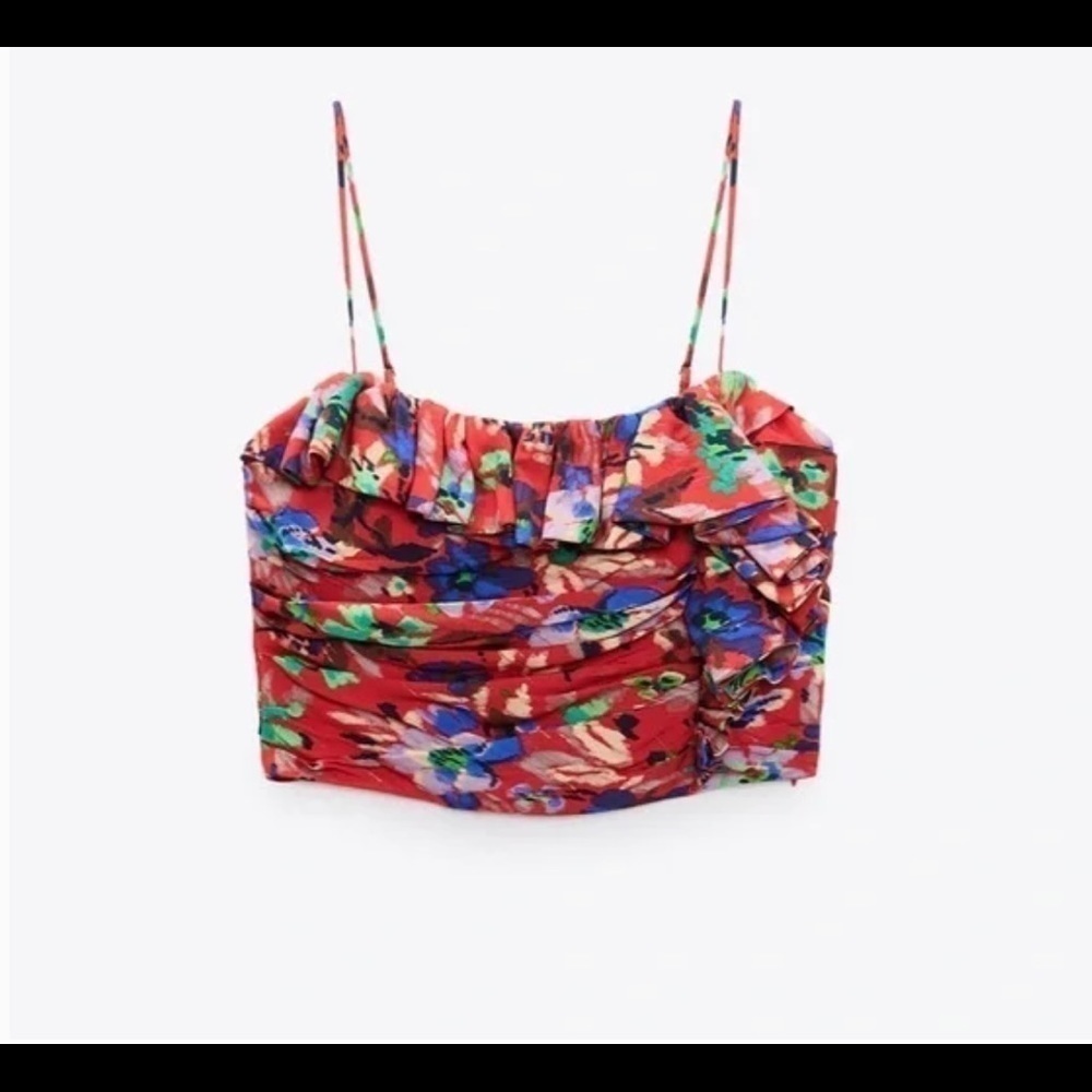ZARA Floral Corset Crop